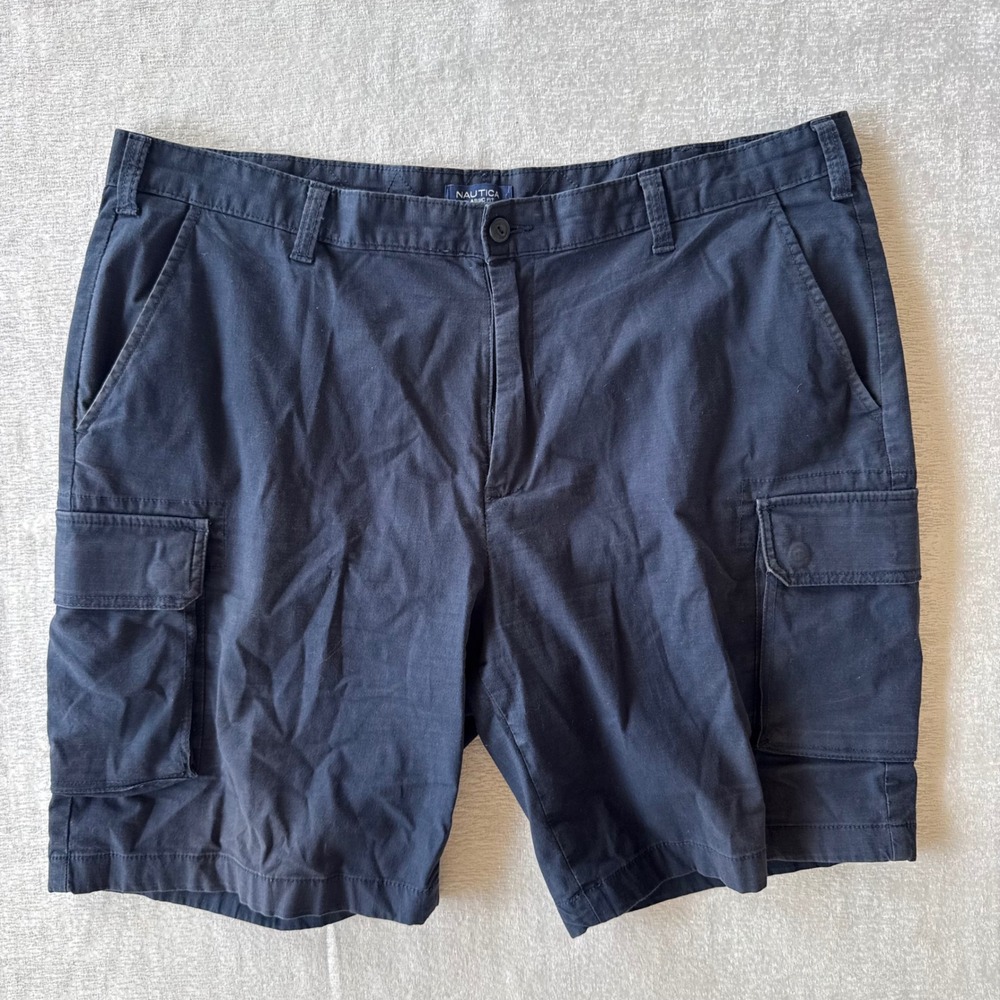 Nautica Flex Classic Fit Mens Size 42W Navy Blue Cargo Shorts Stretch Utility